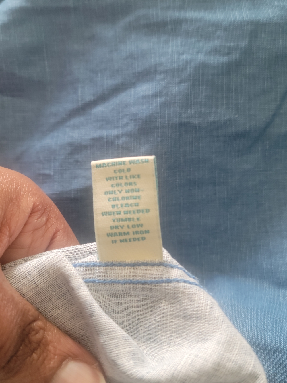 CARIBBEAN Linen Blend Short-Sleeve Button-Down Shirt Blue XL Resortwear - Picture 6 of 9